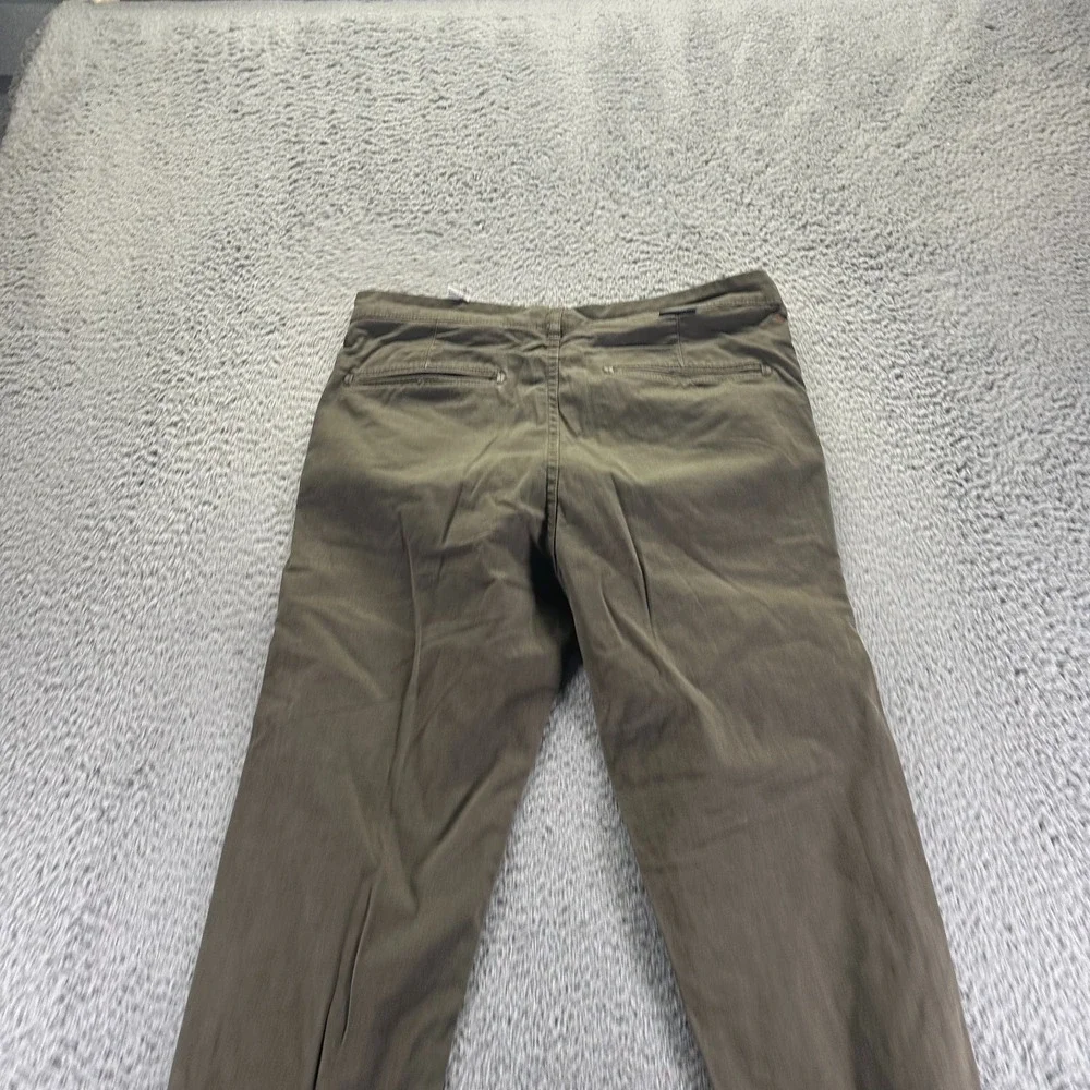 Zara Pant Mens 33x28 Green Cotton Chino Straight Business Career Preppy Stretch